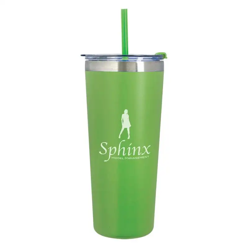 22 oz. Vacuum Stainless Steel Tumbler with Straw