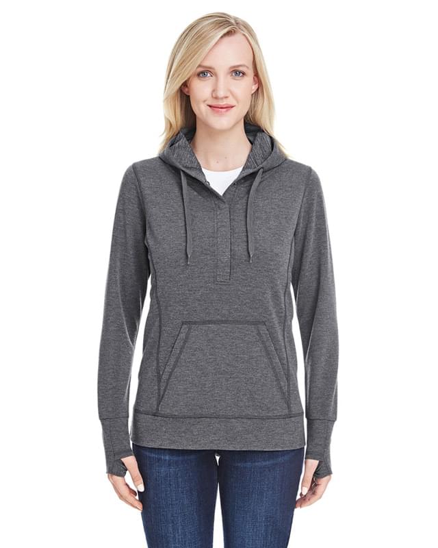 J America Omega Stretch Snap-Placket Hooded Sweatshirt - Women image