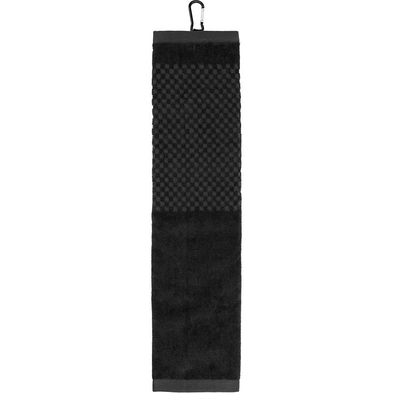 Tri-Fold Textured Golf Towel with Gromment & Clip - 22