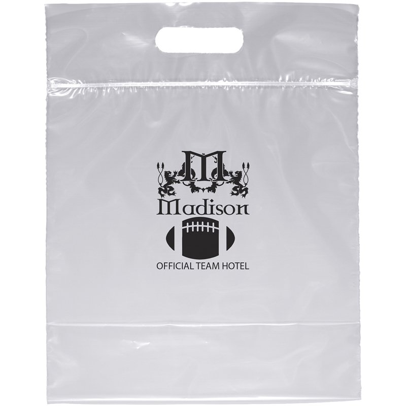 Die-Cut Handle Plastic Bag with Zipper Closure - 12" x 12"