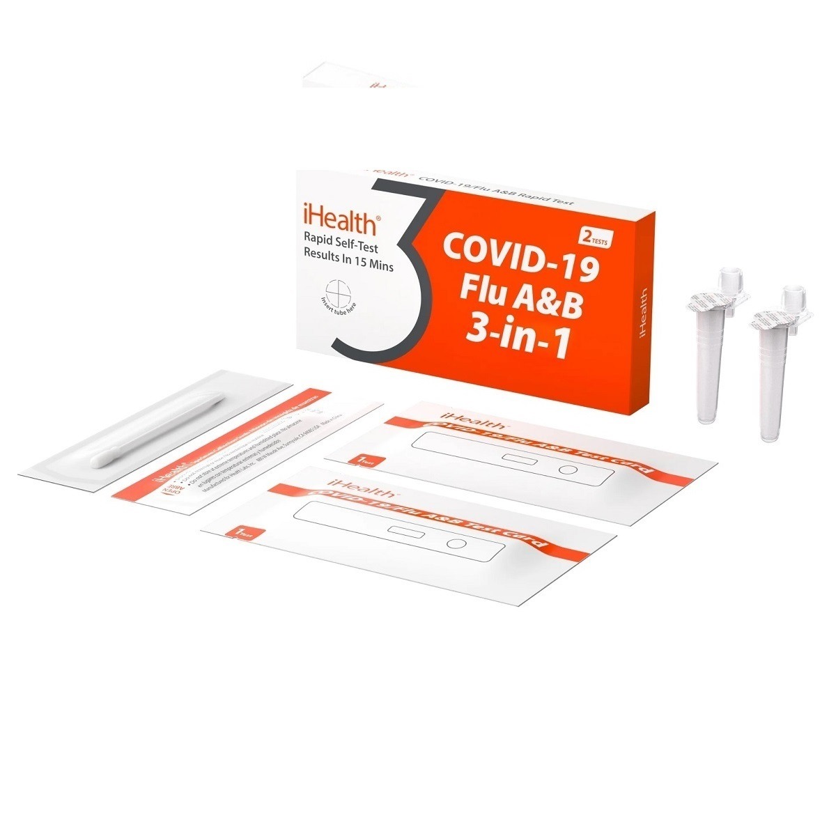 iHealth Flu A&B/COVID-19 3-in-1 Rapid Test - 2 Tests per Box (priced per test)