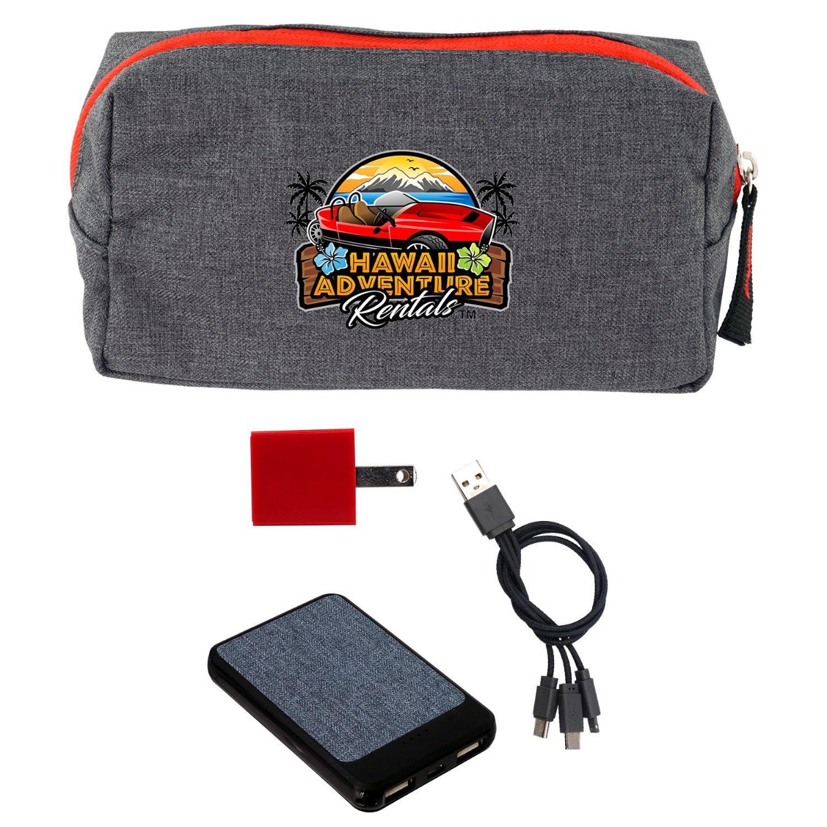 Two-Tone Travel Pouch Tech Charging Kit - 3 pc image