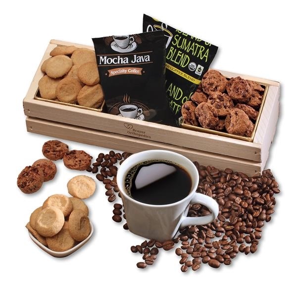 Coffee & Cookie Gift in Wooden Crate image