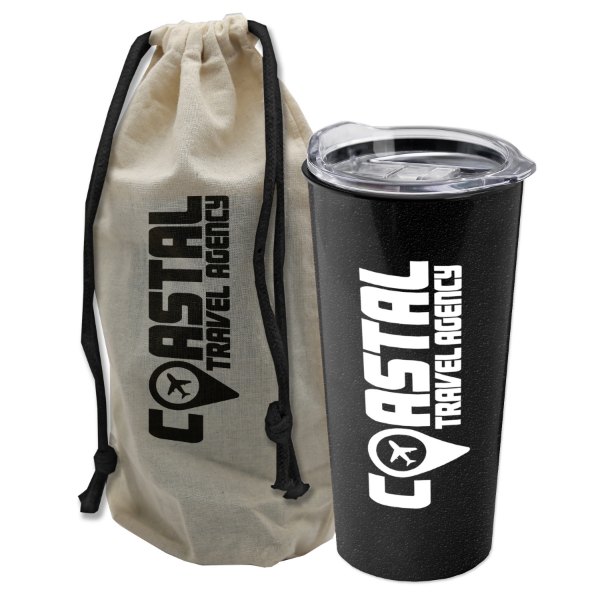 18 oz. Plastic Double Wall Tumbler with Cotton Bag