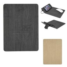 Woodgrain Qi Wireless Charging Mouse Pad with Phone Stand - 8 3/4