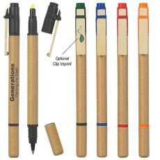 Eco-Friendly Paper Barrel Pen with Highlighter
