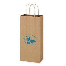 White Kraft Paper Wine Bag with Handles - 5 1/4