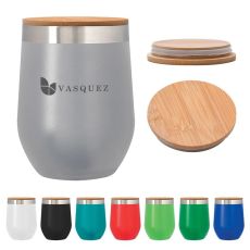 12 oz. Double Wall Powder Finish Tumbler with Bamboo Lid