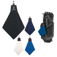 Tri-Fold Golf Towel with Leatherette Top and Clip - 23