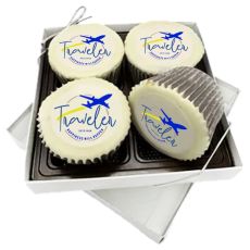 Chocolate-Dipped Logo Cupcakes - Gift Box of 4
