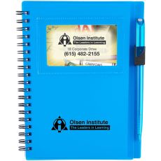 Spiral Bound Notebook with ID/Card Slot & Pen - 5 1/2
