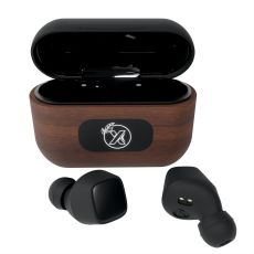 SCX Design® Walnut Wood Wireless Earbuds & Charging Case