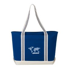 Stripe Cotton Zippered Boat Tote
