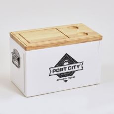 Metal Cooler with Wooden Top - 24 Cans