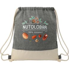 Recycled Two-Tone Cotton Drawstring Bag - 14