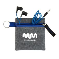 Braided Earbuds with Heathered Fabric Pouch