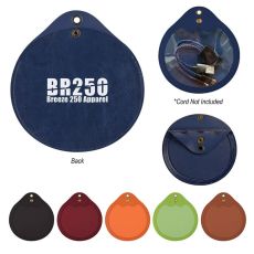 Round Leatherette Tech Accessory Pouch