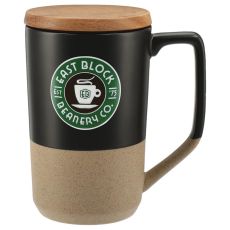 16 oz. Ceramic Mug with Wood Lid