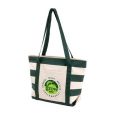 Nautical Stripe Zippered Canvas Tote Bag - 18