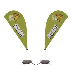 Poly-knit 2-Sided Teardrop Sail Sign with Cross Base - 6 1/2'