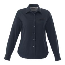 Ladies Poly/Cotton Woven Long Sleeve Button Down