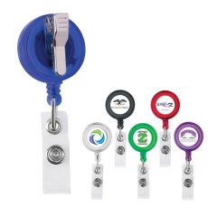 Round Retractable Badge Holder with Alligator Clip