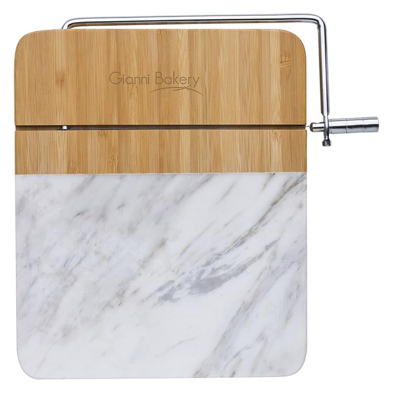 Marble & Bamboo Cheese Cutting Board With Slicer