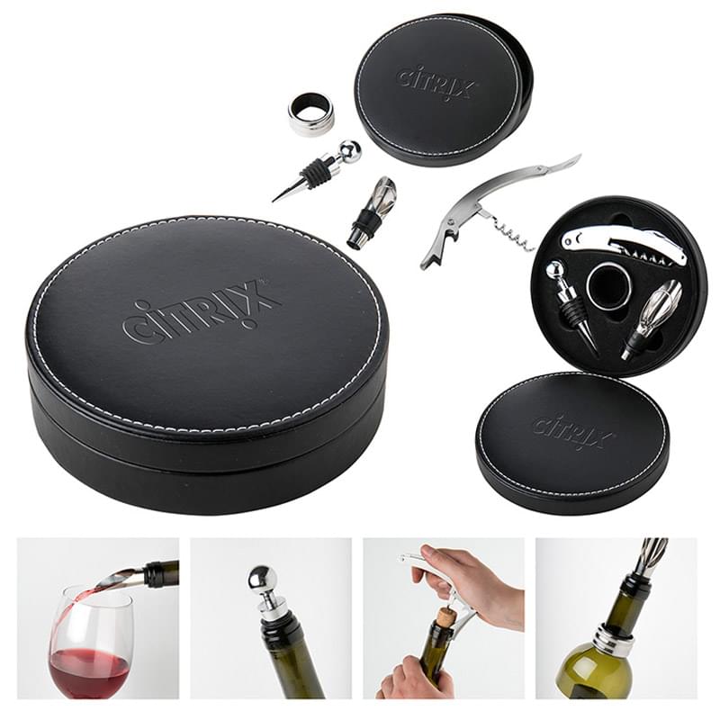 Wine Accessory Gift Set with Round Case - 4 pc image