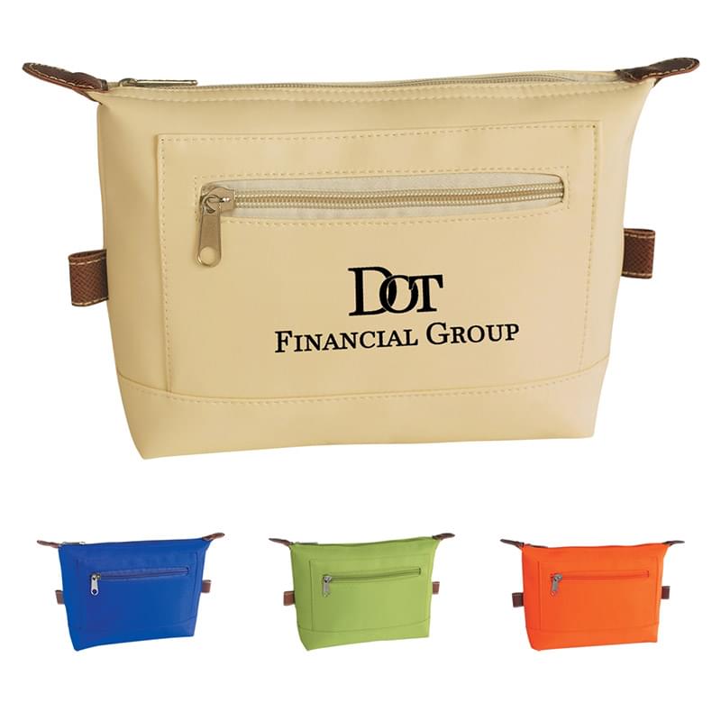 Microfiber Zippered Cosmetic Bag - 8" x 6 1/4" x 2" image