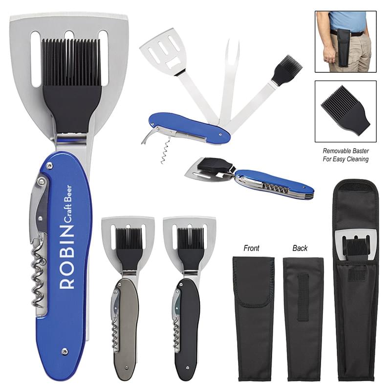 5-Piece Folding BBQ Tool with Travel Bag image