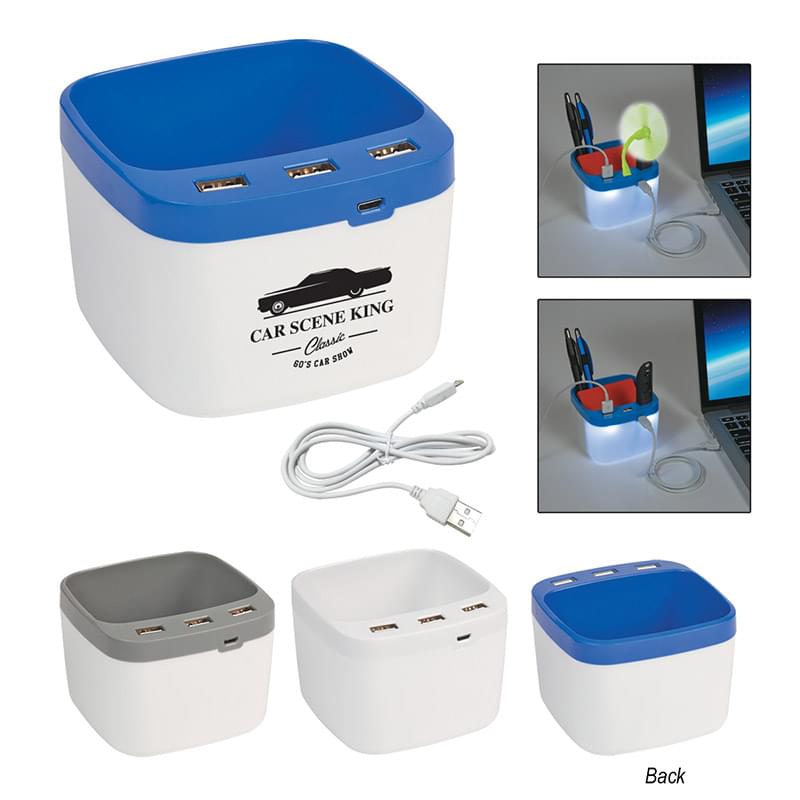 Light Up 3-Port USB Hub Desk Caddy image