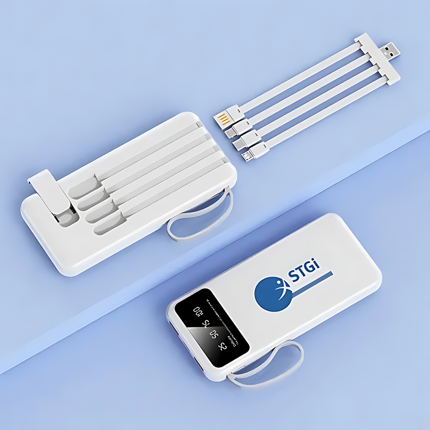 Multi-Cable Power Bank & Stand – 10,000 mAh