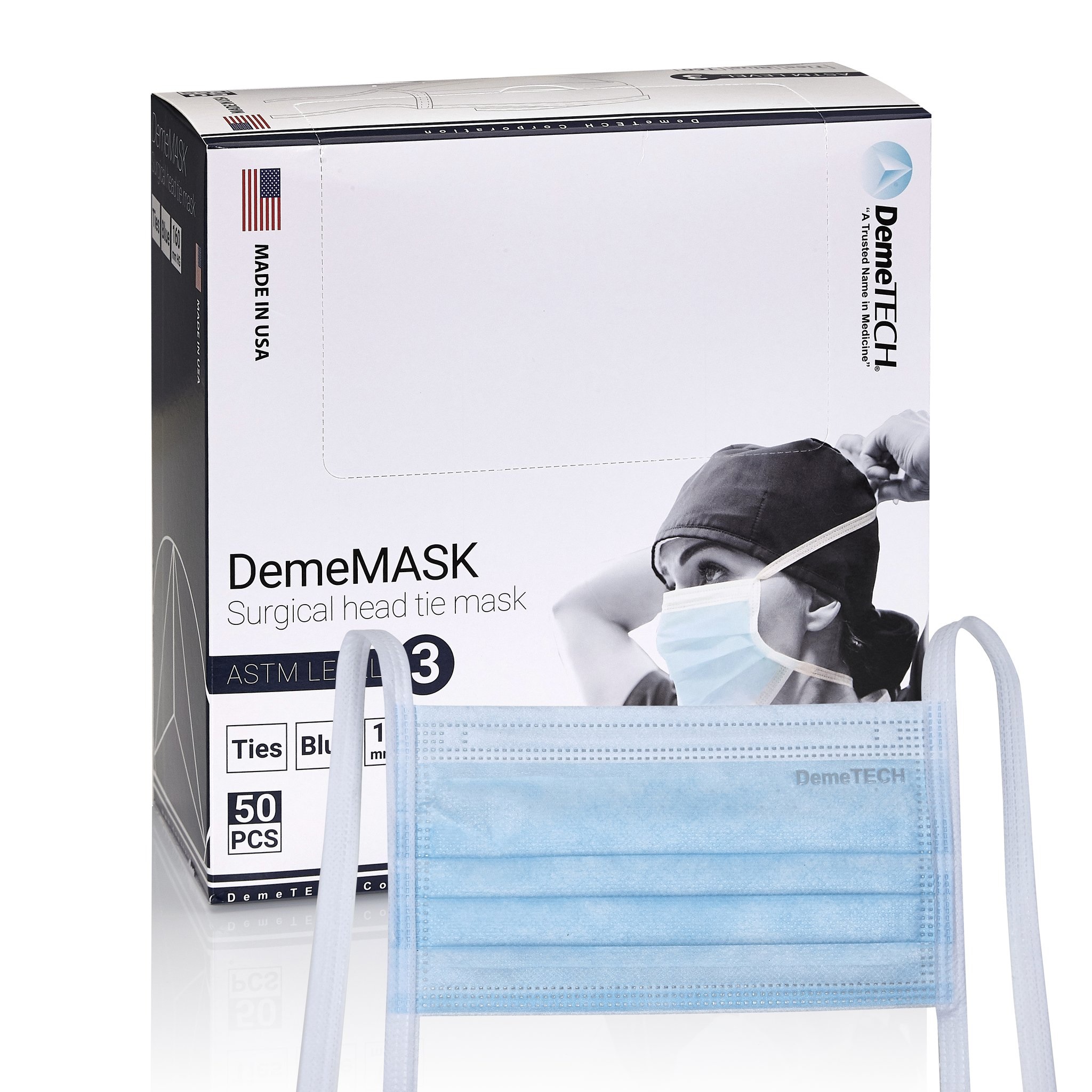 DemeTECH® USA Made Surgical Head Tie Face Mask (Price Per Mask)