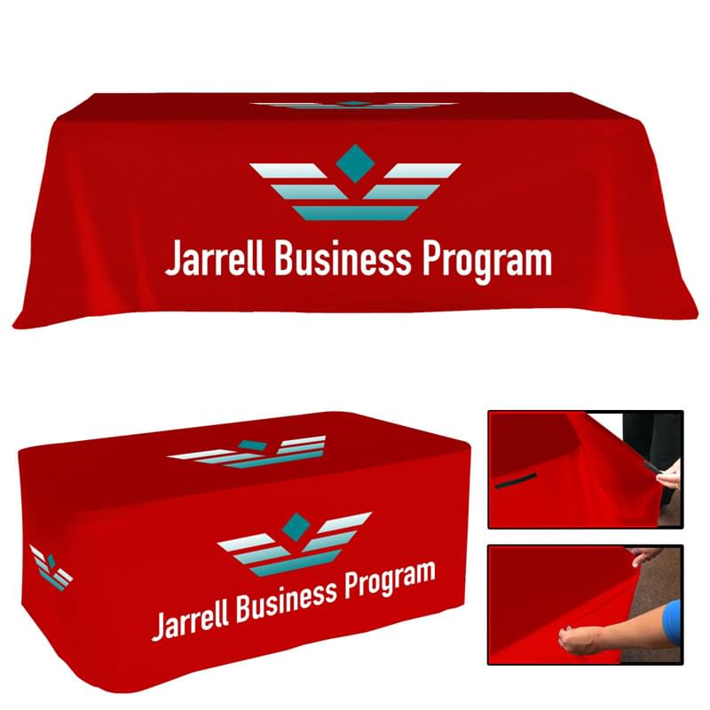 Polyester Dye Sublimated Convertible Table Cover - 6' Fitted to 8' Flat