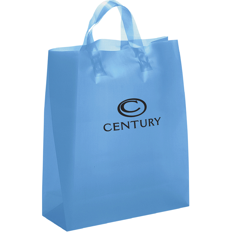 Color Frosted Plastic Bag with Loop Handles - 13" x 17"