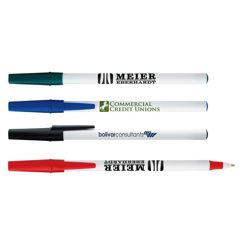 White Stick Pen with Colored Cap image