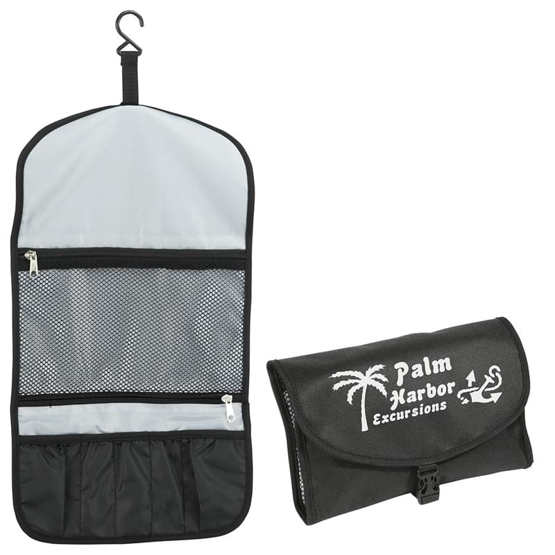 Folding Polyester Toiletry Bag with Hanging Hook - 11" x 20" image