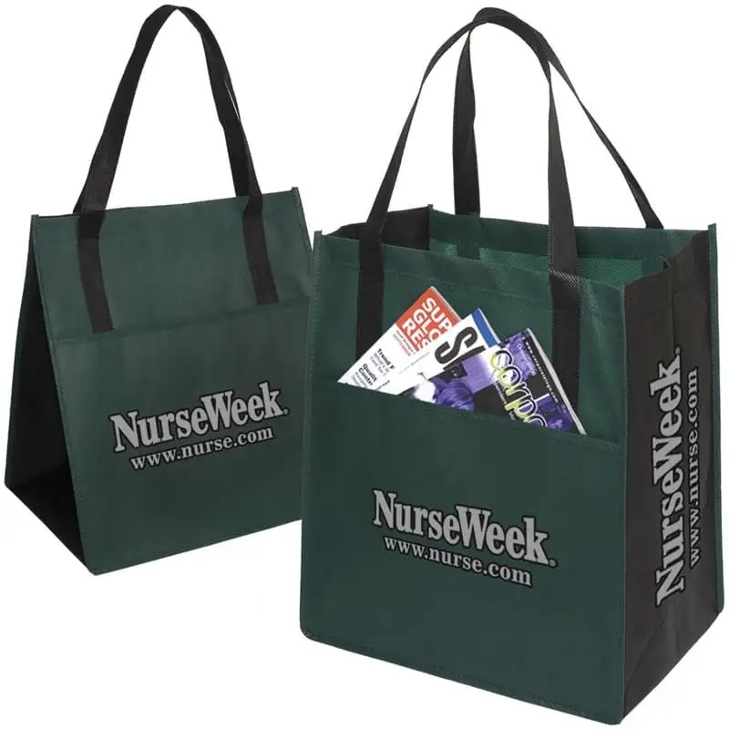 Recyclable Two-Tone Non-Woven Tote - 13" x 15" x 10"