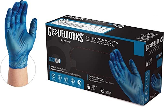 Gloveworks® Blue Vinyl Industrial Gloves (Per Box Price)