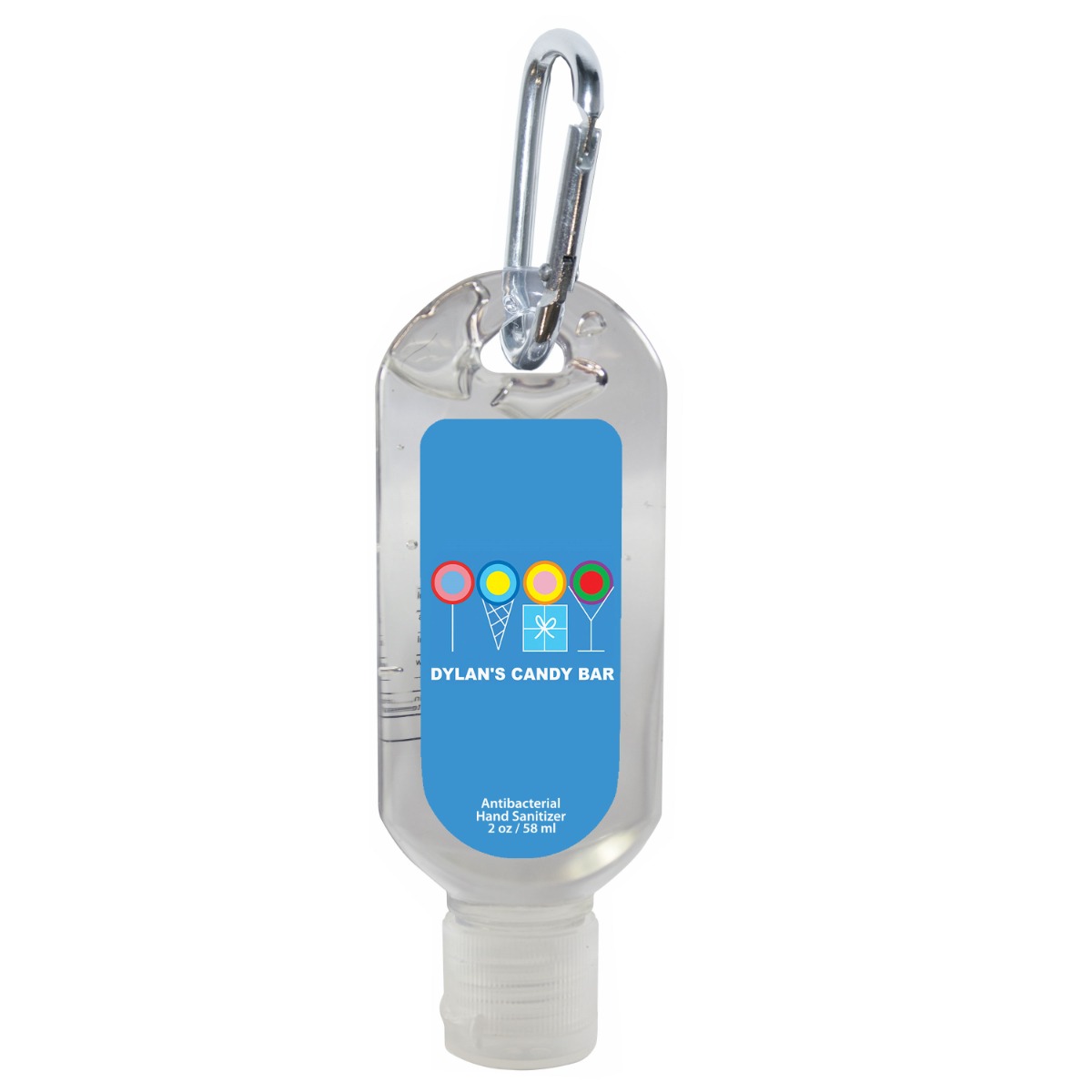 2 oz. Full Color Hand Sanitizer Bottle with Carabiner image
