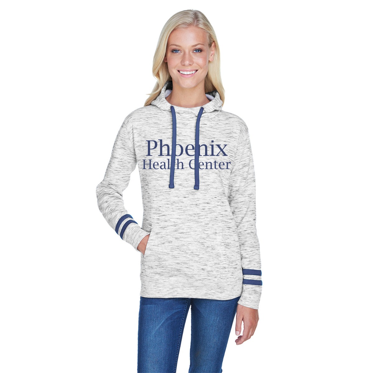 J America Melange Scuba Neck Hooded Sweatshirt - Women