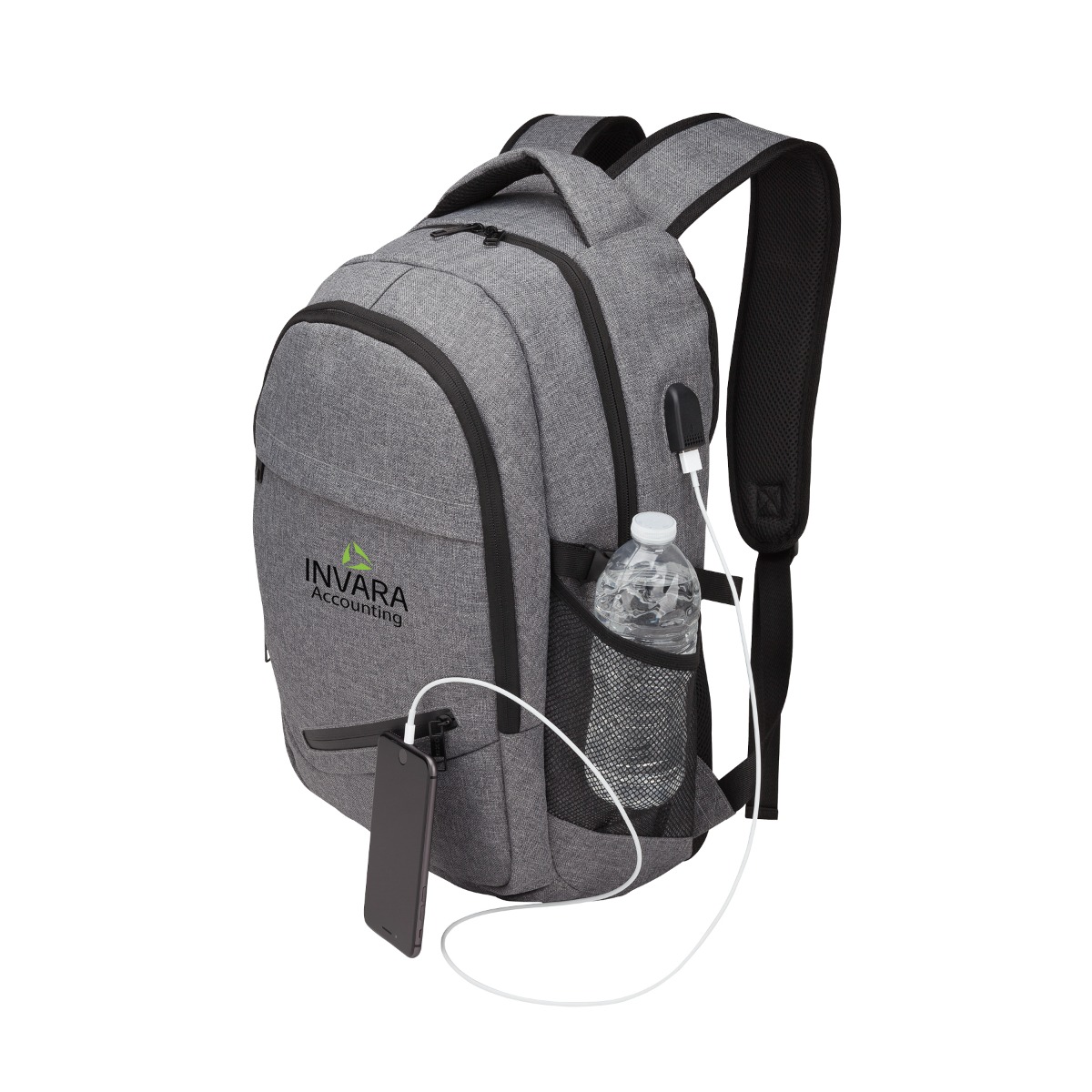 Grey Laptop Backpack with USB port 