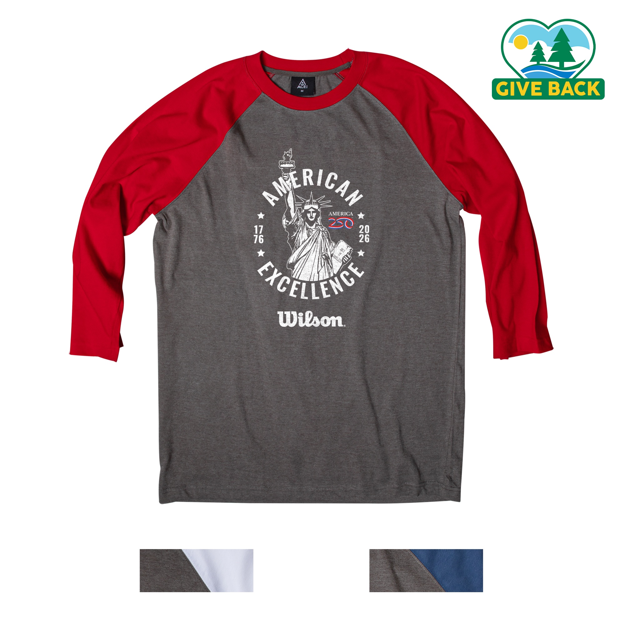 America250™ ACE USA Raglan 3/4 Sleeve Tee