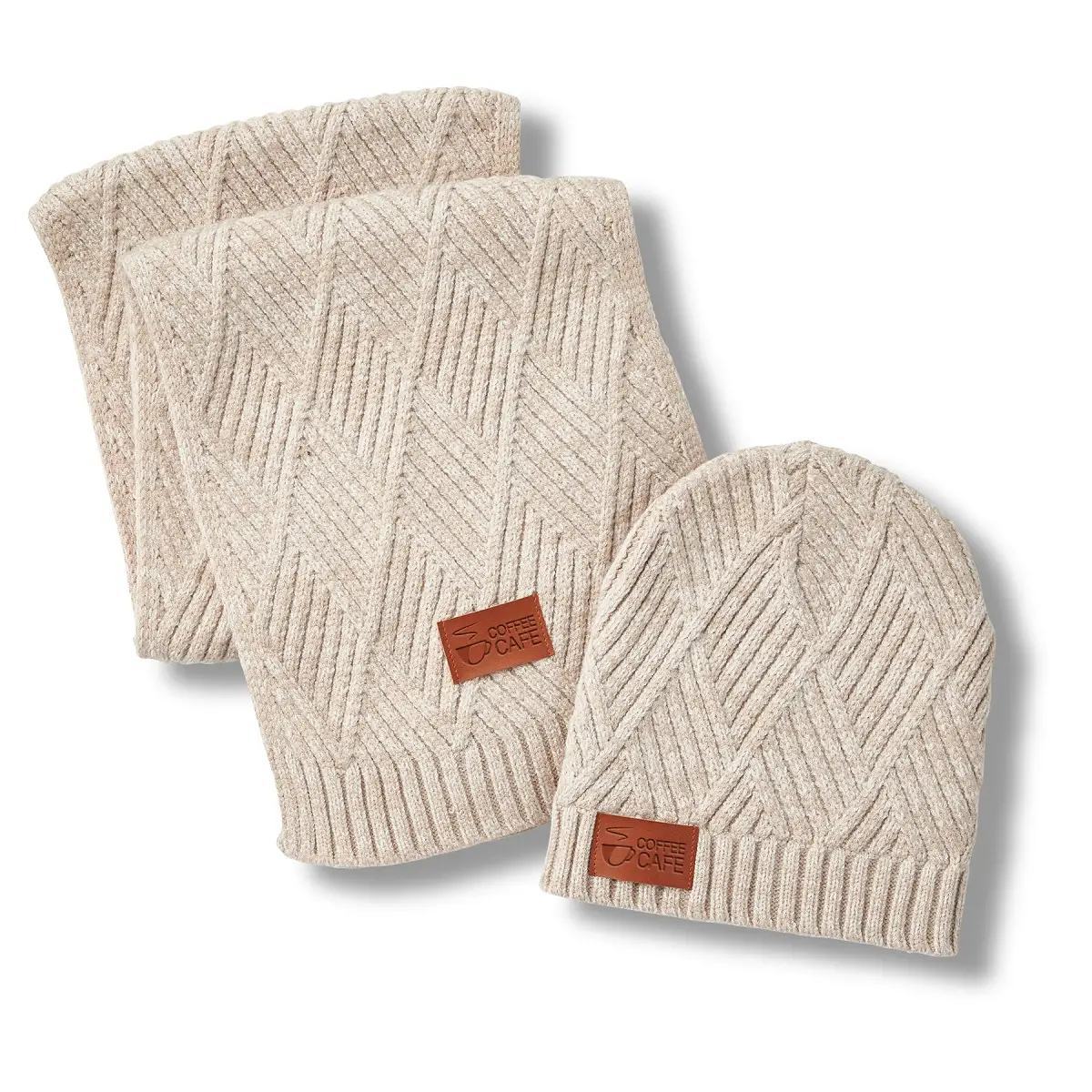 LEEMAN™ Trellis Pattern Knit Beanie & Scarf Gift Set image