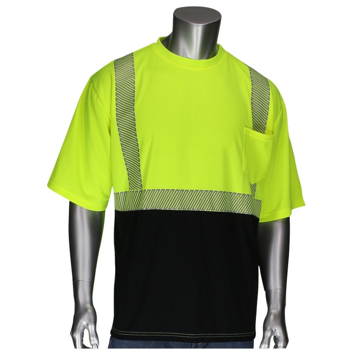 Class 2 Hi-Vis Short Sleeve Black Bottom Front T-Shirtt
