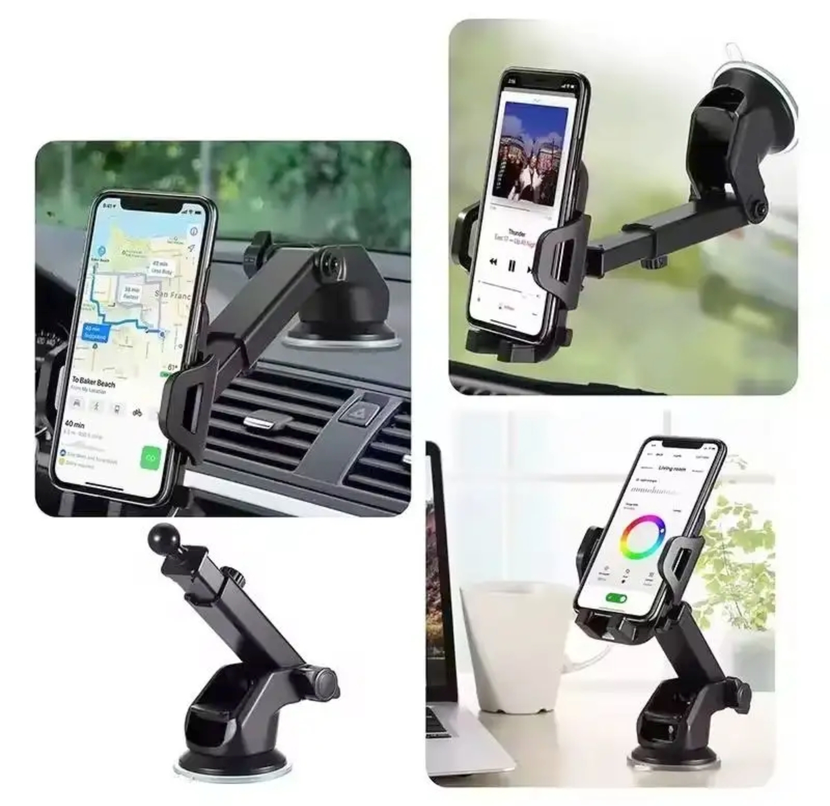 3-in-1 360° Telescopic Car Phone Holder