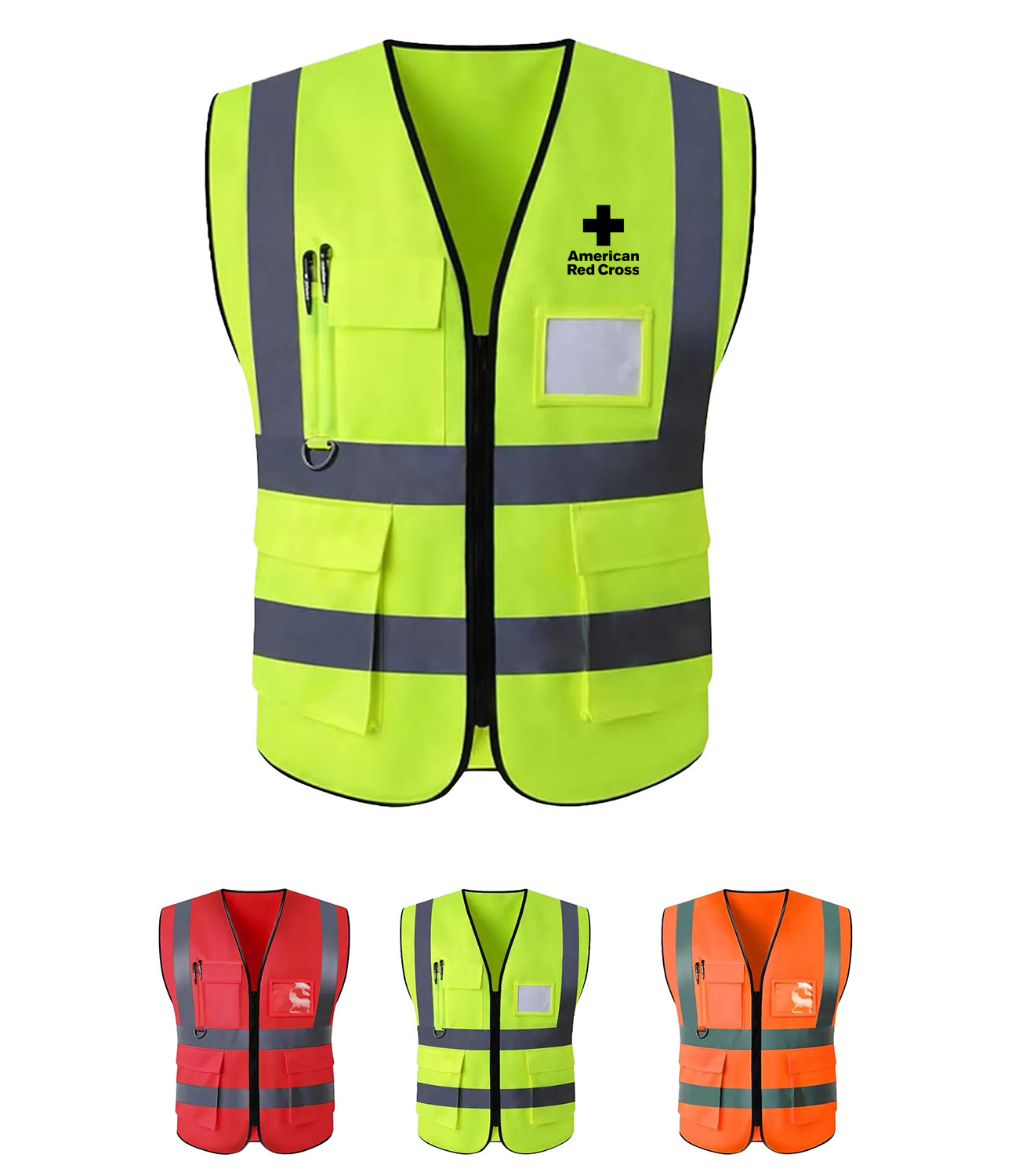 Bulk Zippered Safety Vest with Reflective Stripes