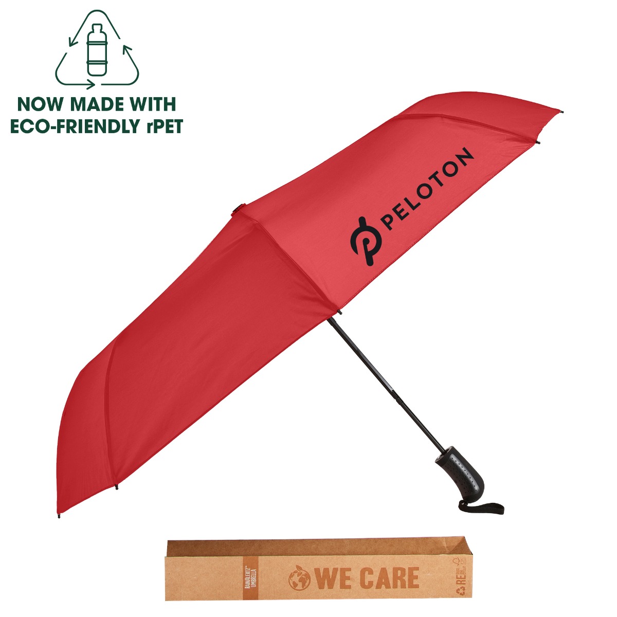 rPET Auto-Open Compact Folding Poly/Nylon Umbrella - 44" arc
