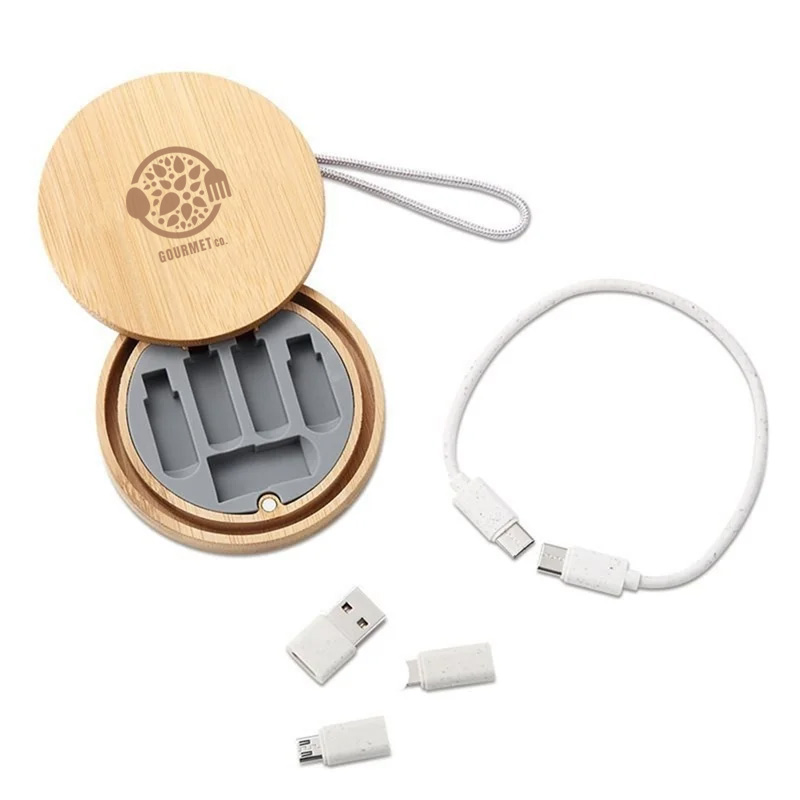 6-in-1 Multi-USB Bamboo Charging Adapter Cable Kit