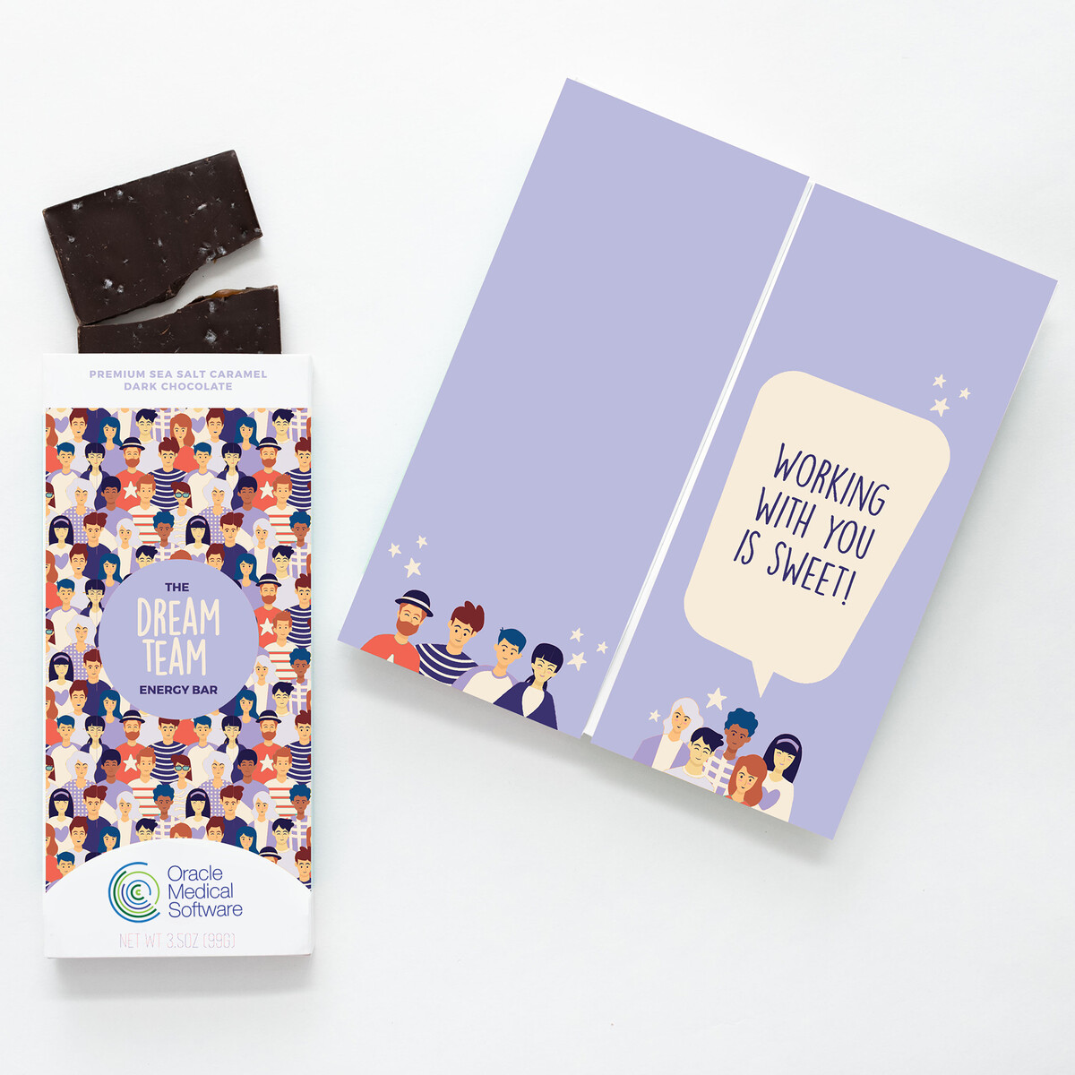 Full-Color Custom Sweeter Cards with Sea Salt Caramel Chocolate Bar